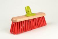 Linea straatbezem gelakt hout pvc rood