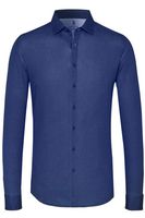 Desoto Slim Fit Jersey shirt donkerblauw, Effen - thumbnail