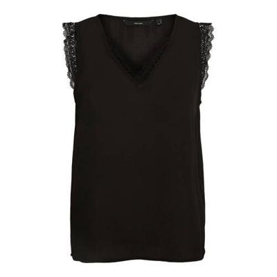 VERO MODA top VMPOEL van gerecycled polyester zwart