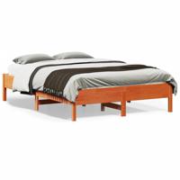 Bedframe massief grenenhout wasbruin 135x190 cm