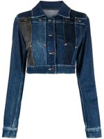 MOSCHINO JEANS pointed-flat collar cotton-blend jacket - Bleu