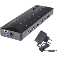 Renkforce USB 3.2 Gen 1-hub 7 + 2 poorten Met snellaadpoort, Met status-LEDs Zwart - thumbnail