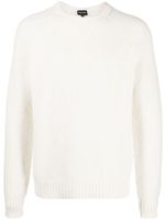 Giorgio Armani pull en laine mélangée à logo brodé - Blanc