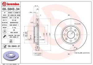 Remschijf BREMBO, Remschijftype: Binnen geventileerd: , u.a. für Opel, Fiat, Vauxhall