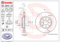 Remschijf BREMBO, Remschijftype: Binnen geventileerd: , u.a. für Opel, Fiat, Vauxhall