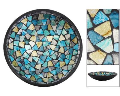 Mozaieken Schaal Turquoise/Goud- Zilverkleurig (Medium) Mozaieken Schaal Turquoise/Goud- Zilverkleurig (Medium)
