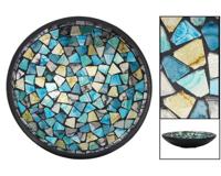 Mozaieken Schaal Turquoise/Goud- Zilverkleurig  (Medium)