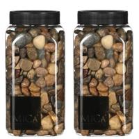 2x Decoratie/hobby stenen bruin 650 ml