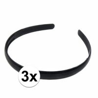3x Zwarte dames diadeem/haarband