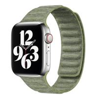 By Qubix - Denim nylon bandje - Groen - Compatible met Apple Watch 44mm / 45mm / 46mm / 49mm - Compatible Apple watch bandjes