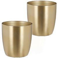 2x stuks plantenpot/Bloempot van metaal in het goud D16 en H15 cm - thumbnail