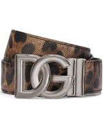 Dolce & Gabbana ceinture réversible à imprimé léopard - Marron