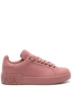 Dolce & Gabbana embossed-logo leather sneakers - Rose - thumbnail