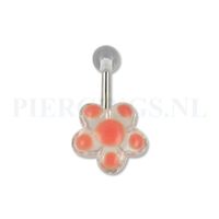 Navelpiercing acryl bloem transparant met oranje