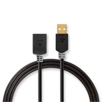 Nedis CCBW60010AT30 Usb-kabel Usb 2.0 Usb-a Male Usb-a Female 480 Mbps Verguld 3.00 M Rond Pvc Antraciet Doos