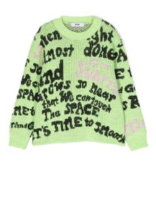 MSGM Kids pull à imprimé graphique - Vert