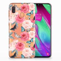 Samsung Galaxy A40 TPU Case Butterfly Roses