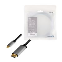 LogiLink CUA0101 tussenstuk voor kabels USB 3.2 Gen1 Type-C HDMI-A Zwart, Grijs - thumbnail