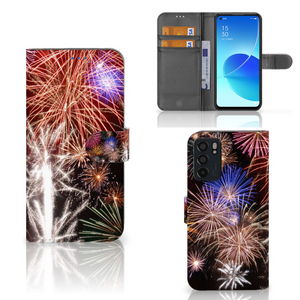 OPPO Reno6 5G Wallet Case met Pasjes Vuurwerk