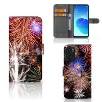 OPPO Reno6 5G Wallet Case met Pasjes Vuurwerk