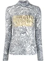 Patrizia Pepe zebra-print roll-neck T-shirt - Blanc - thumbnail