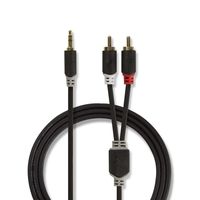 Stereo audiokabel | 3,5 mm male - 2x RCA male | 3,0 m | Antraciet [CABW22200AT30]