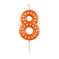 Amscan 9900918 Cijferkaars 8, met witte stippen, op kleur, in geel, blauw, rood, groen of oranje