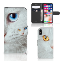 Apple iPhone X | Xs Telefoonhoesje met Pasjes Witte Kat