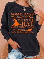 Womens Funny Halloween Letter Print Casual Sweatshirt