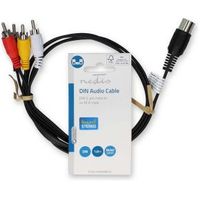 DIN-Audiokabel | DIN 5-Pins Male | 4x RCA Male | Vernikkeld | 1.00 m | Rond | PVC | Zwart | Label