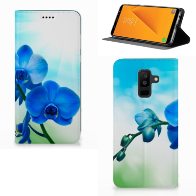 Samsung Galaxy A6 Plus (2018) Smart Cover Orchidee Blauw - Cadeau voor je Moeder Samsung Galaxy A6 Plus (2018) Smart Cover Orchidee Blauw - Cadeau voor je Moeder