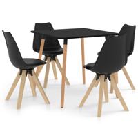 vidaXL 5-delige Eethoek zwart