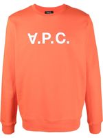 A.P.C. sweat en coton à logo imprimé - Orange