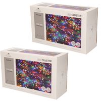 Set van 2x stuks clusterverlichting gekleurd buiten 1152 lampjes met timer kerstverlichting