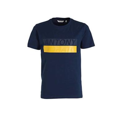 Antony Morato T-shirt met logo en 3D applicatie donkerblauw