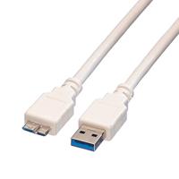 VALUE USB 3.2 Gen 1 kabel, A ST - Micro B ST, wit, 3 m
