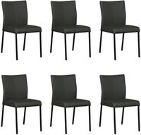 Set van 6 Donkergroene leren moderne eetkamerstoelen Basic - poot vierkant zwart - Toledo Leer Verde (donkergroen leer)