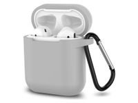 Hoesje geschikt voor Airpods 1 en 2 - Softcase - Sleutelhanger - Cover - Extra dun - Siliconen - Grijs