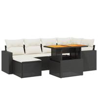 vidaXL 7-delige Loungeset met kussens poly rattan zwart, tuinset, tuinmeubel, terrasset, tuinbank, terrasmeubel, loungebank, loungeset tuin