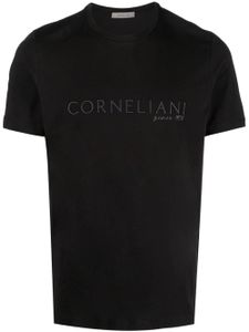 Corneliani t-shirt en coton à logo brodé - Noir