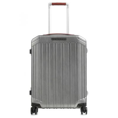 Piquadro PQ Light Frame Ultra Slim Spinner 55 Grey With Tobacco Leather Piquadro PQ Light Frame Ultra Slim Spinner 55 Grey With Tobacco Leather