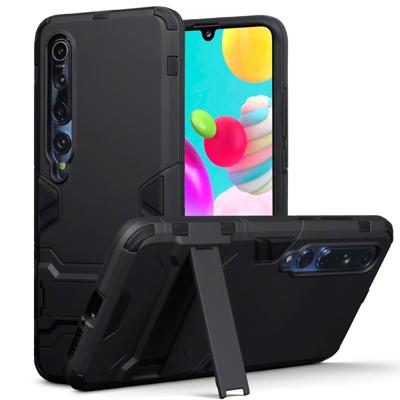 Qubits - Double Armor Layer hoes met stand - Xiaomi Mi 10 - Zwart