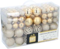 Gouden Kerstballen en Piek 101 Stuks Kunststof - thumbnail