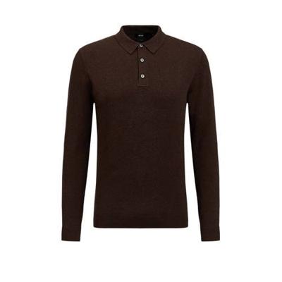 WE Fashion Fundamentals fijngebreide slim fit polo bruin WE Fashion Fundamentals fijngebreide slim fit polo bruin