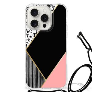 iPhone 15 Pro Shockproof Case Zwart Roze Vormen