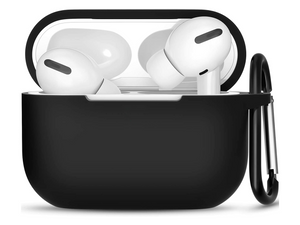 Hoesje geschikt voor Apple Airpods Pro - Softcase - Sleutelhanger - Cover - Extra dun - Siliconen - Zwart