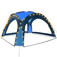 vidaXL Partytent met LED en 4 Zijwanden Feesttent Tuintent Paviljoen Tuinprieel Prieel Tuinpaviljoen Tuinpaviljoens Partytenten 3,6x3,6x2,3 m Blauw