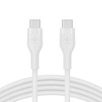 Belkin BoostCharge Flex siliconen USB Type C/C-kabel, USB-IF-gecertificeerde PD-snellaadkabel voor iPhone 16, iPhone 15 Plus/Pro/Pro Max, Samsung Galaxy S24, Pixel, iPad, Nintendo Switch, 2 m , wit