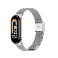 By Qubix - Milanese bandje - Zilver - Compatible met Xiaomi Smart Band 8 & 9 - Compatible Xiaomi bandje