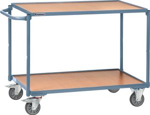 Promat Tafelwagen | 2 laadvlakken L1000xB600mm | duifblauw, RAL 5014 drgverm.300 kg | schuifbeugel horizontaal - 9000444120 9000444120